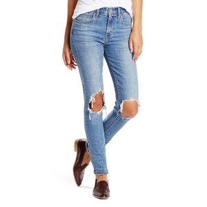 Levi's 721 High Rise Distressed Skinny Jeans